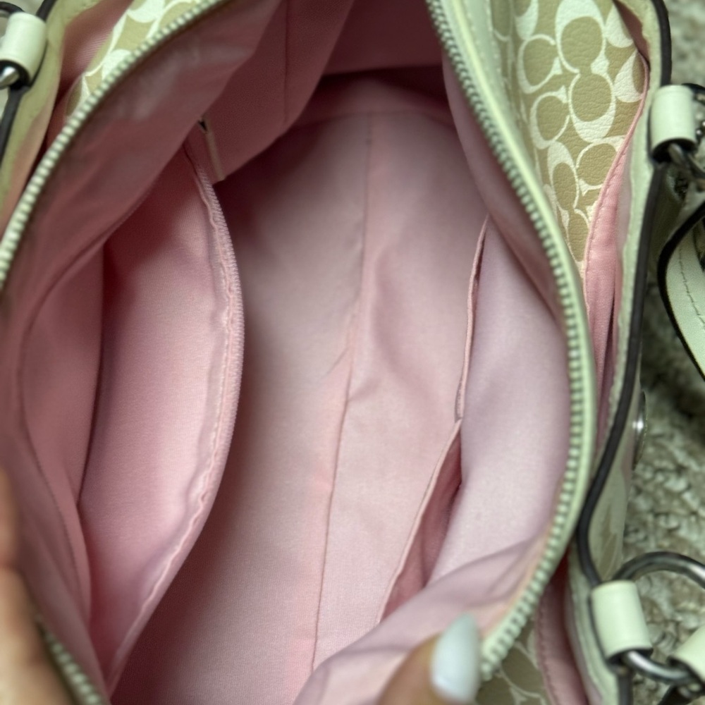 Coach Cream and Pink Satchel with Signature Design - Picture 8 of 9